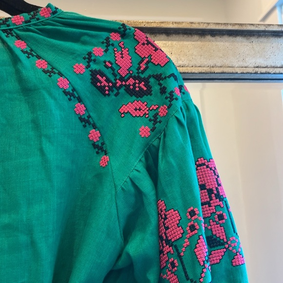 Handmade Linen Embroidered Maxi Dress - Picture 8 of 10